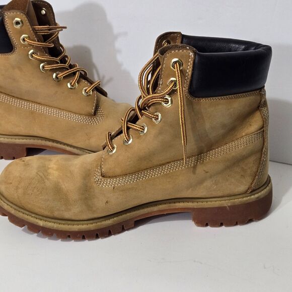 Timberland Classic Work Boots Mens 9.5 10061 Wheat 6 Inch Premium Nubuck - Picture 8 of 14